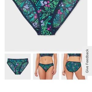 Duluth Trading Co Floral Bikini M Bottoms - Green Botanical